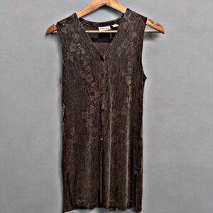 🪴Chico’s Design Brown Floral Textured Sleeveless Tunic Top 0 Boho Dark Academia